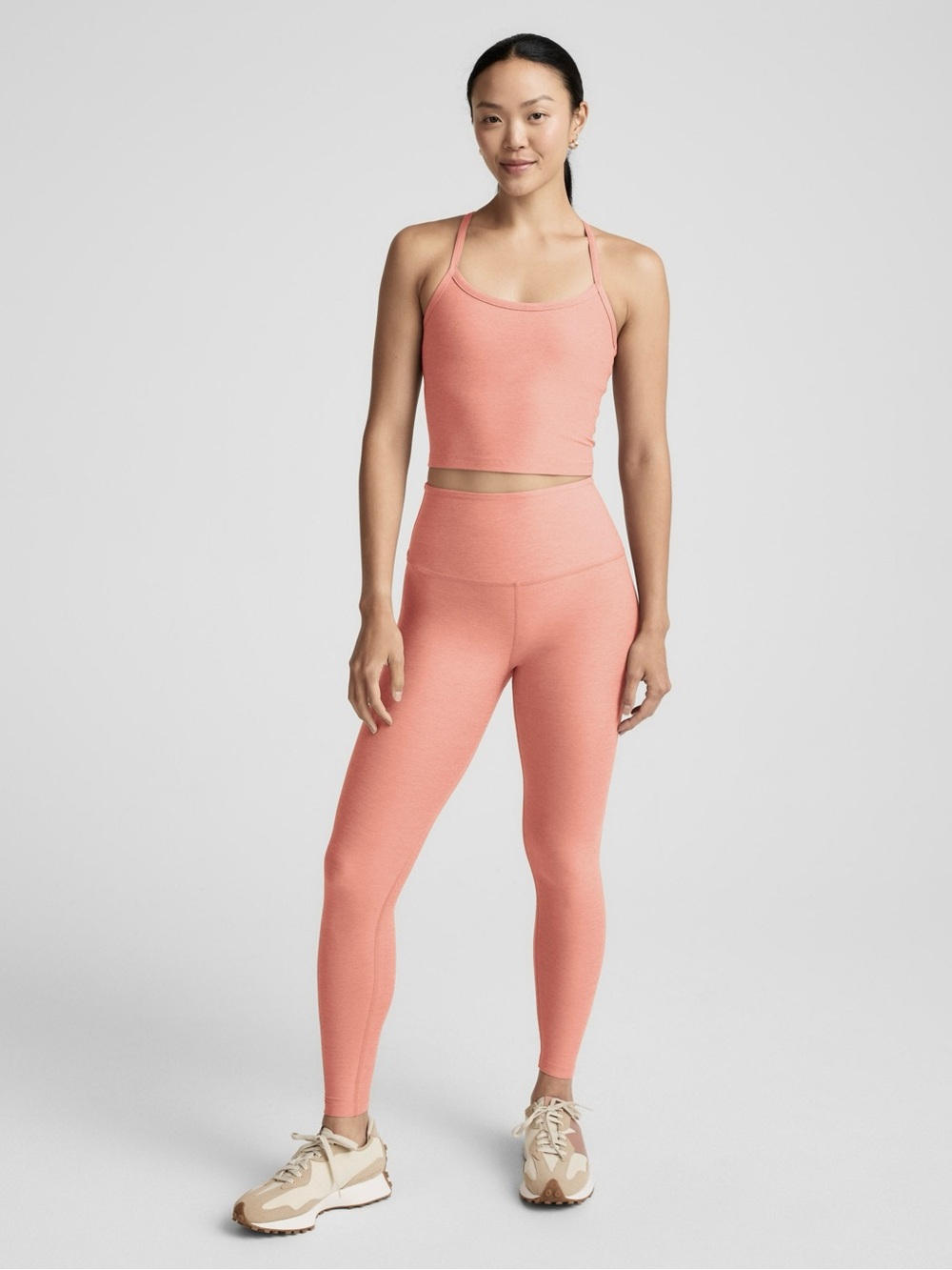 NWT Beyond Yoga Caught in the Midi High Waisted Leggings in Light Peach Coral, S